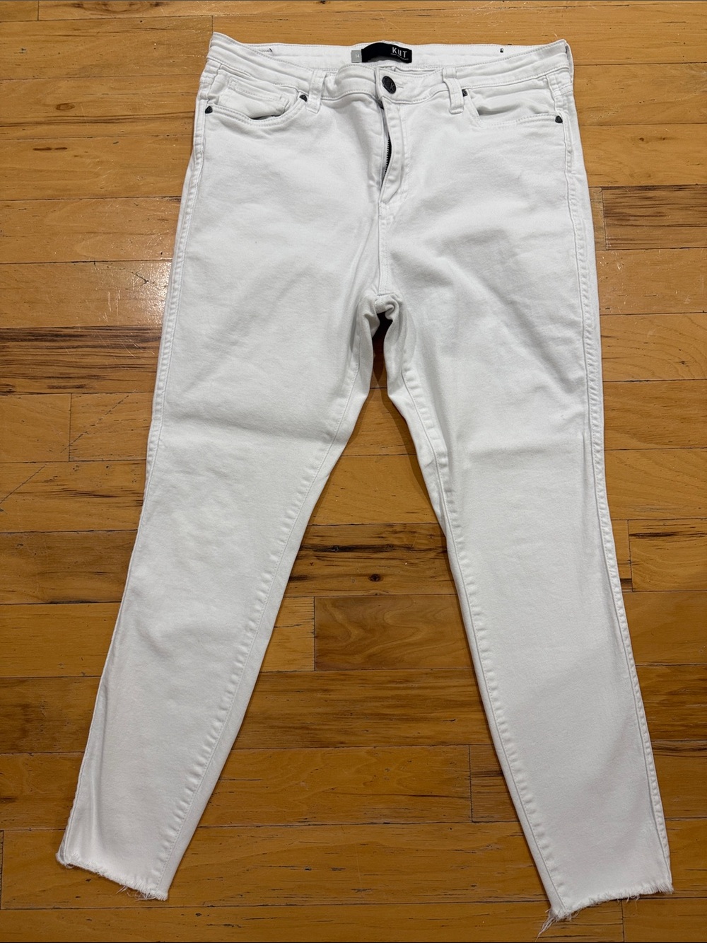 KUT from the Kloth Connie High Rise Ankle Optic White Skinny Jeans Sz 14